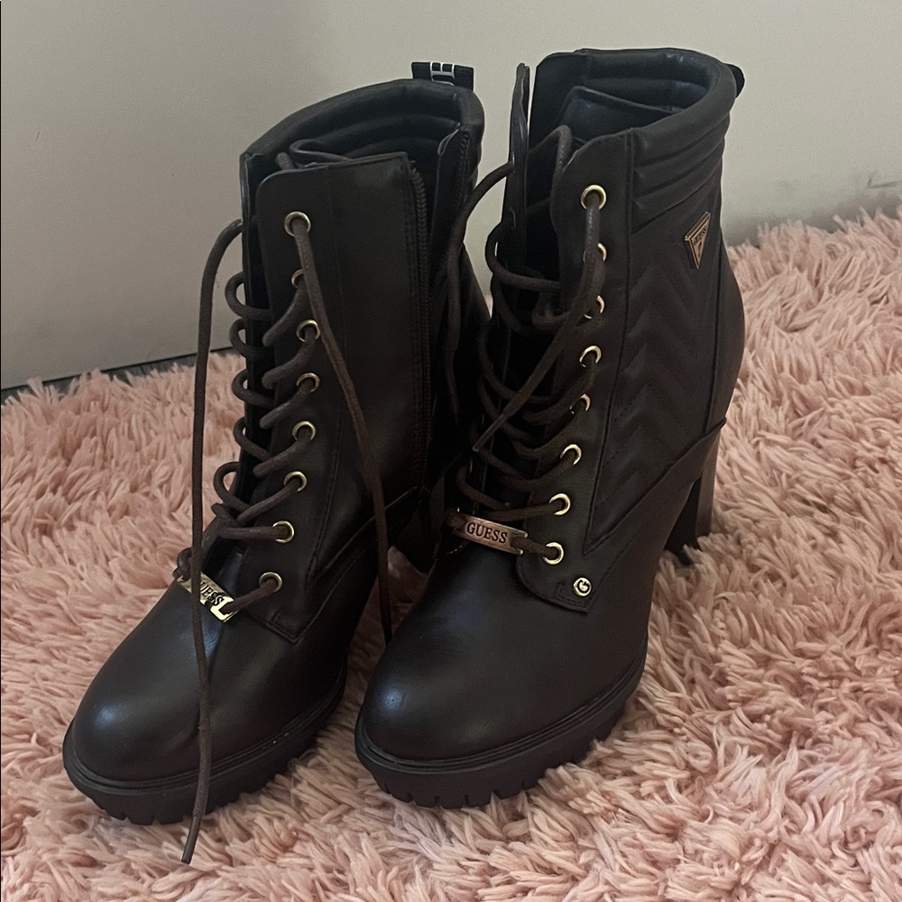 GUESS Dark Brown Lace-Up Boots